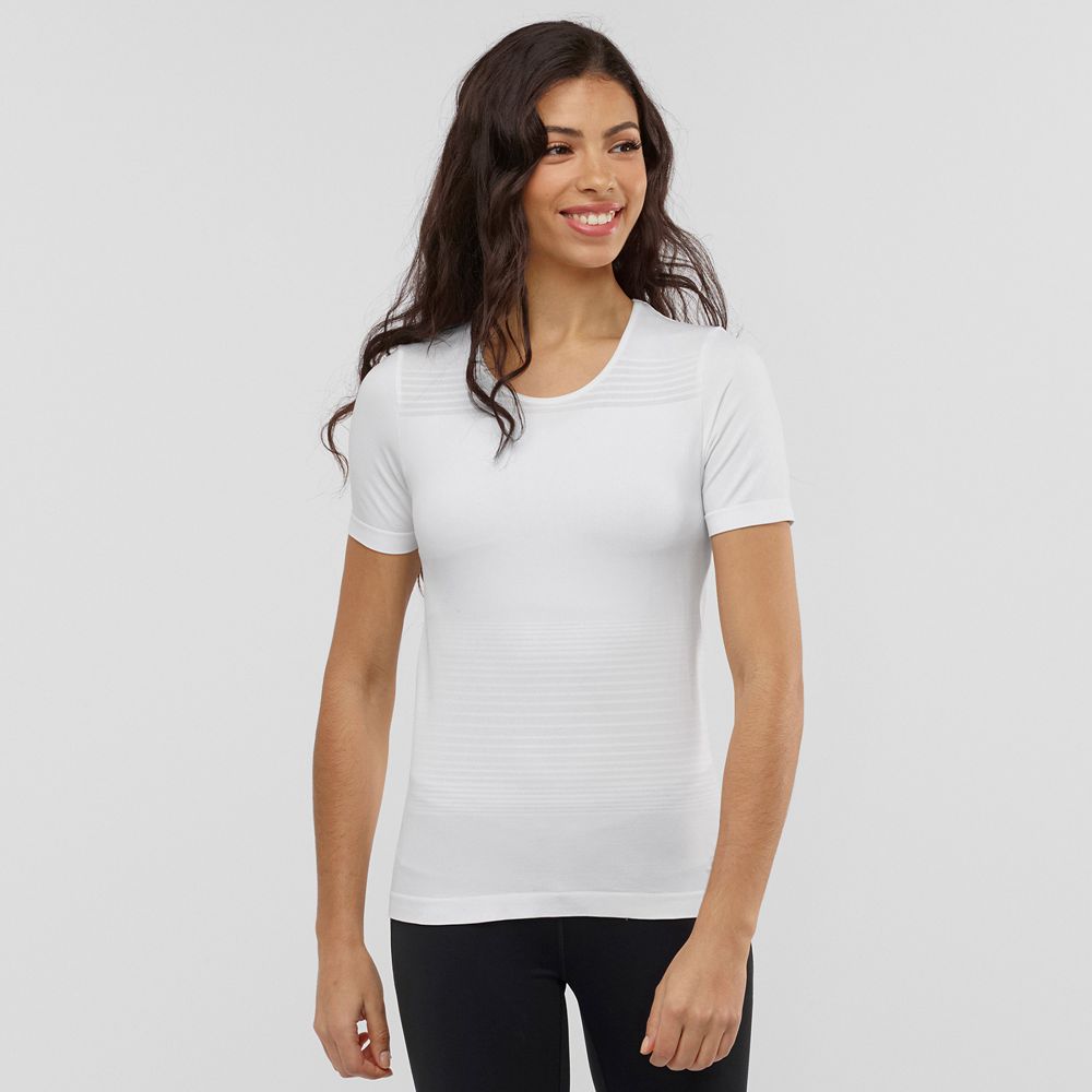 Salomon ESSENTIAL MOVE ON SEAMLESS Camisetas Mujer - Blancas - Colombia (36940-BXGW)